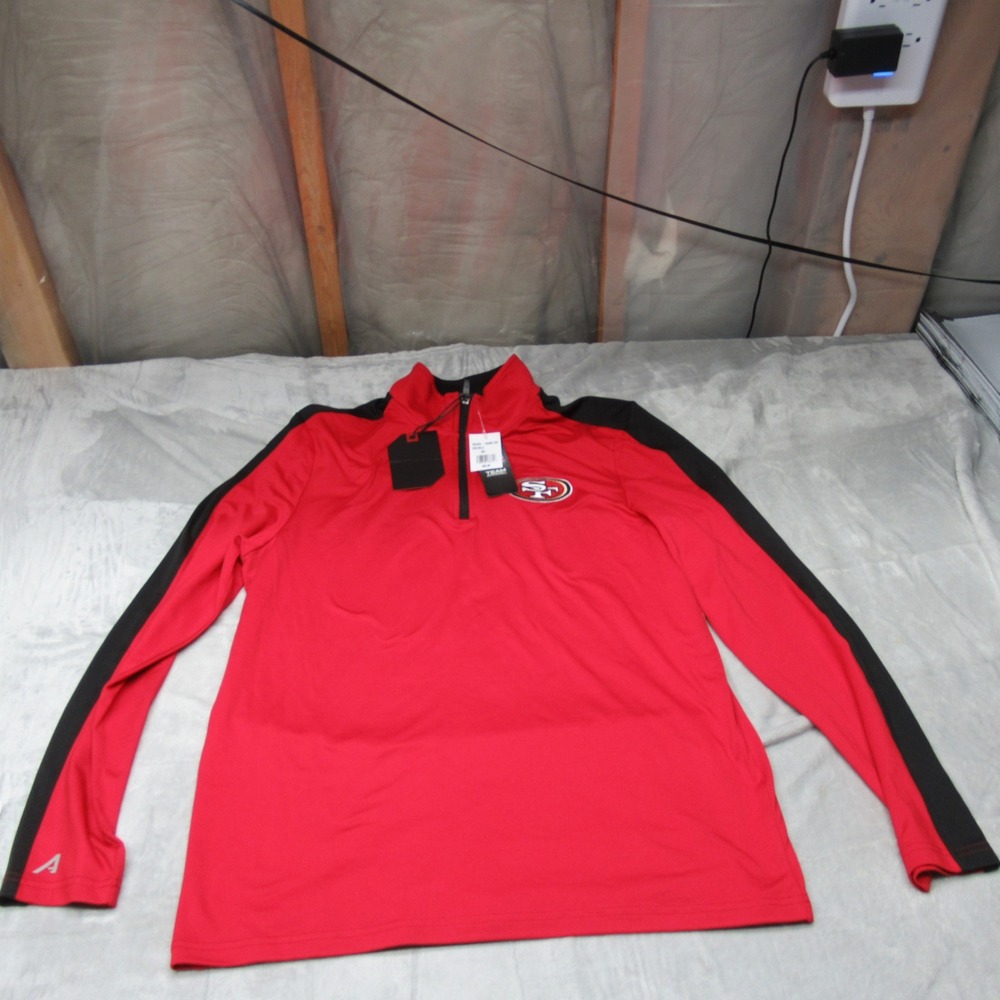 San Francisco 49ers Sweatshirt Men Medium Antigua Red Long Sleeve 1/4 Zip $69NEW